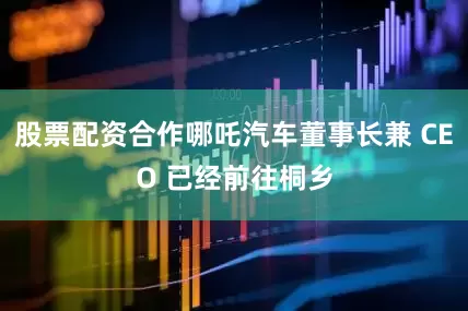 股票配资合作哪吒汽车董事长兼 CEO 已经前往桐乡